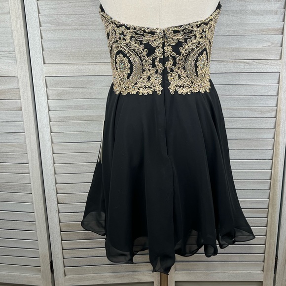 BABYONLINE Cocktail Dress Beaded Sleeveless Black Gold Sequins-M/L - Picture 4 of 4